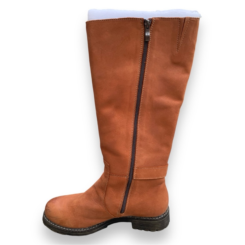 V Italia European Leather Tan Tall Knee High Fall Winter Cargo Combat Boots - Picture 6 of 13